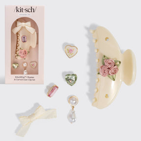 KitschPop™️Curved Claw Clip 7pc Set Vintage- Pearlized Cream