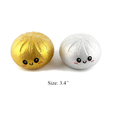 12PCS - Metallic Steamed Bao Bun Dumpling Squeeze Squishy Stress Relief Toy