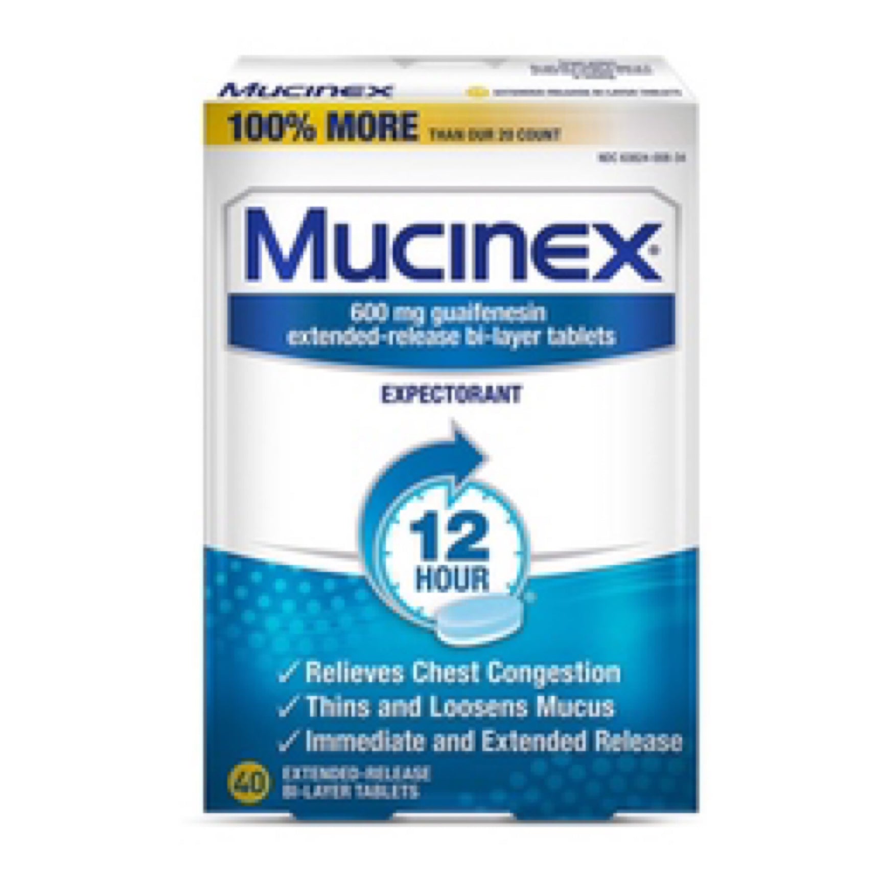 Mucinex 600 mg guaifenesin extended-release bi-layer tablets