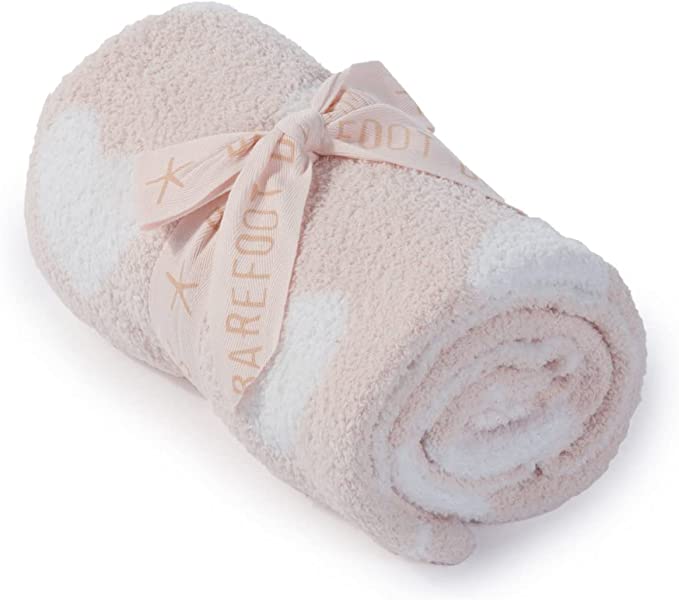 Barefoot Dreams CozyChic Receiving Blanket  Pink/White Hearts