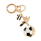 Soccer Theme Charm Embellished Drop Keychain Bag Charm: Black