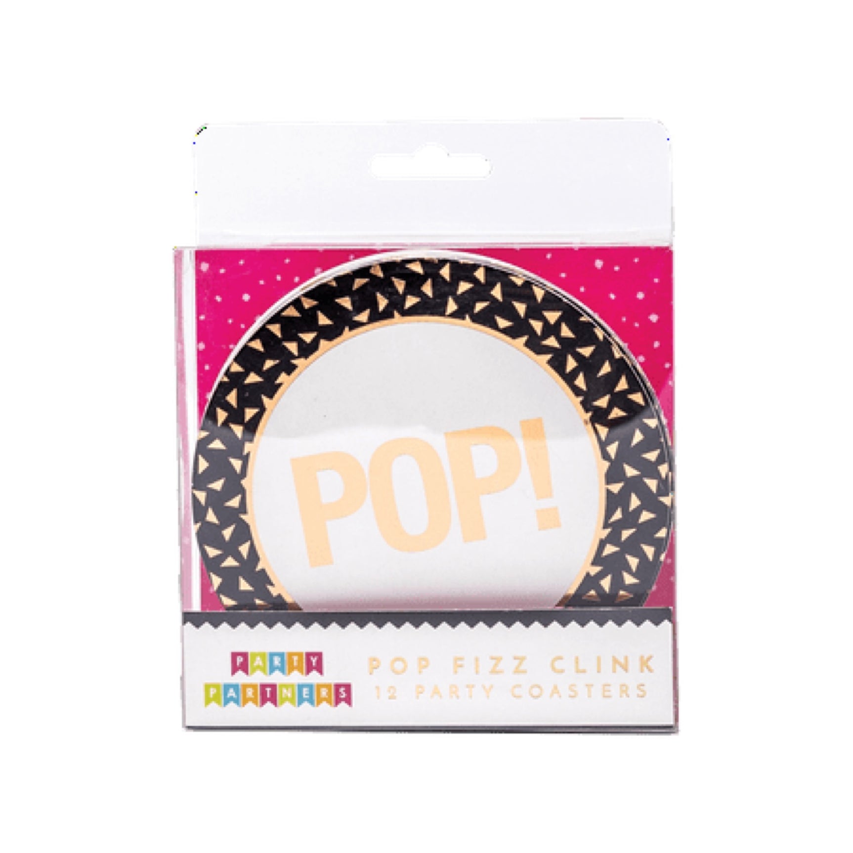 Party Partners Pop Fizz Clink Coaster - Set of 12