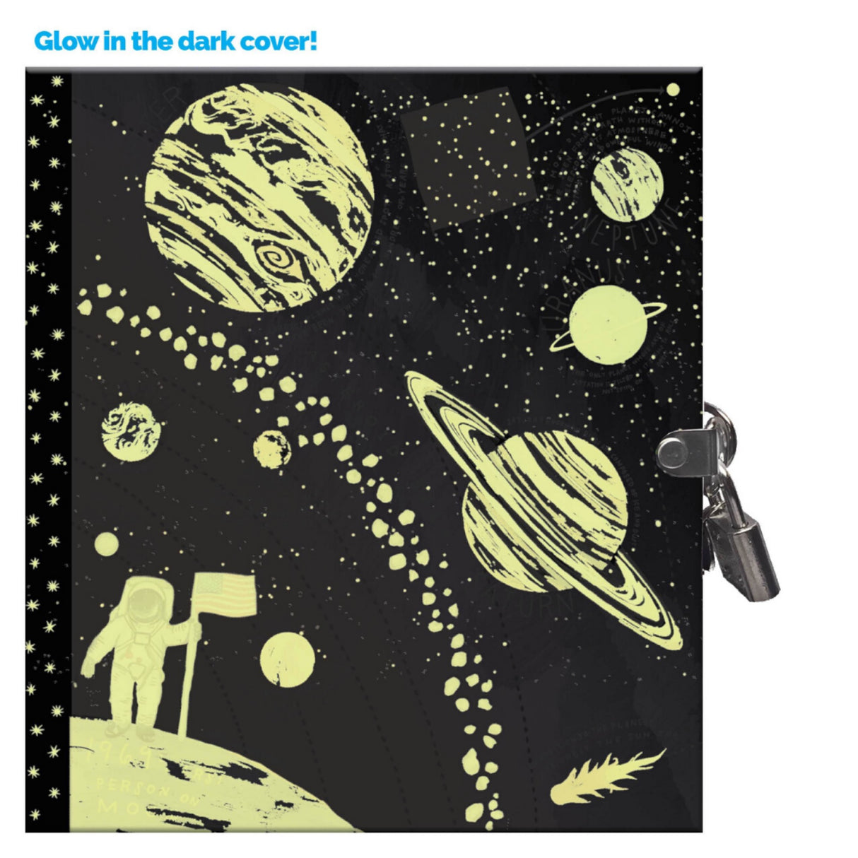 eeBoo Space Adventure Glow in The Dark Hardcover Journal with Lock and Key