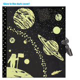 eeBoo Space Adventure Glow in The Dark Hardcover Journal with Lock and Key