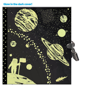 eeBoo Space Adventure Glow in The Dark Hardcover Journal with Lock and Key