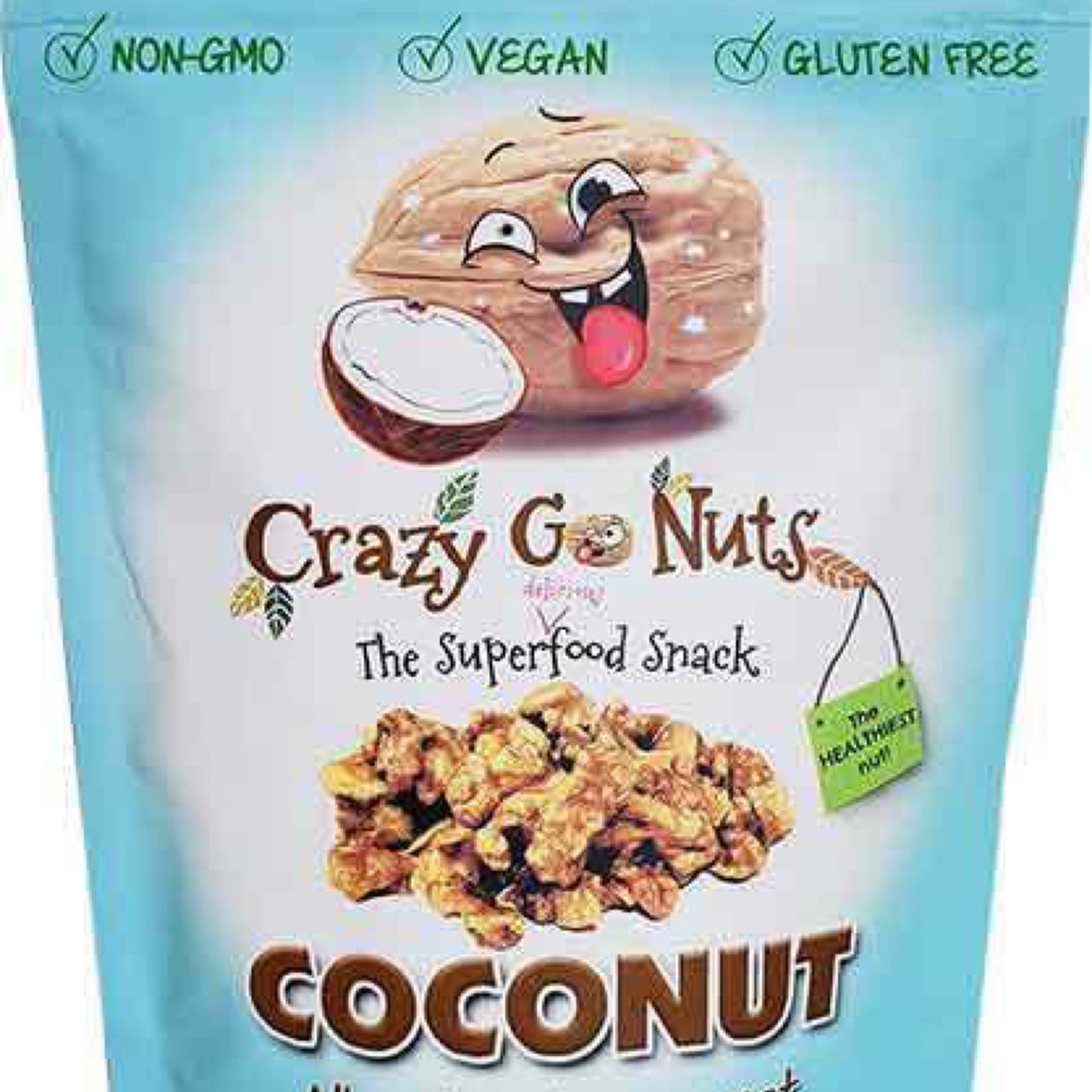 Crazy Go Nuts Walnuts - Coconut, 1.25 oz (12-Pack) - Healthy Snacks, Vegan, Gluten Free, Superfood