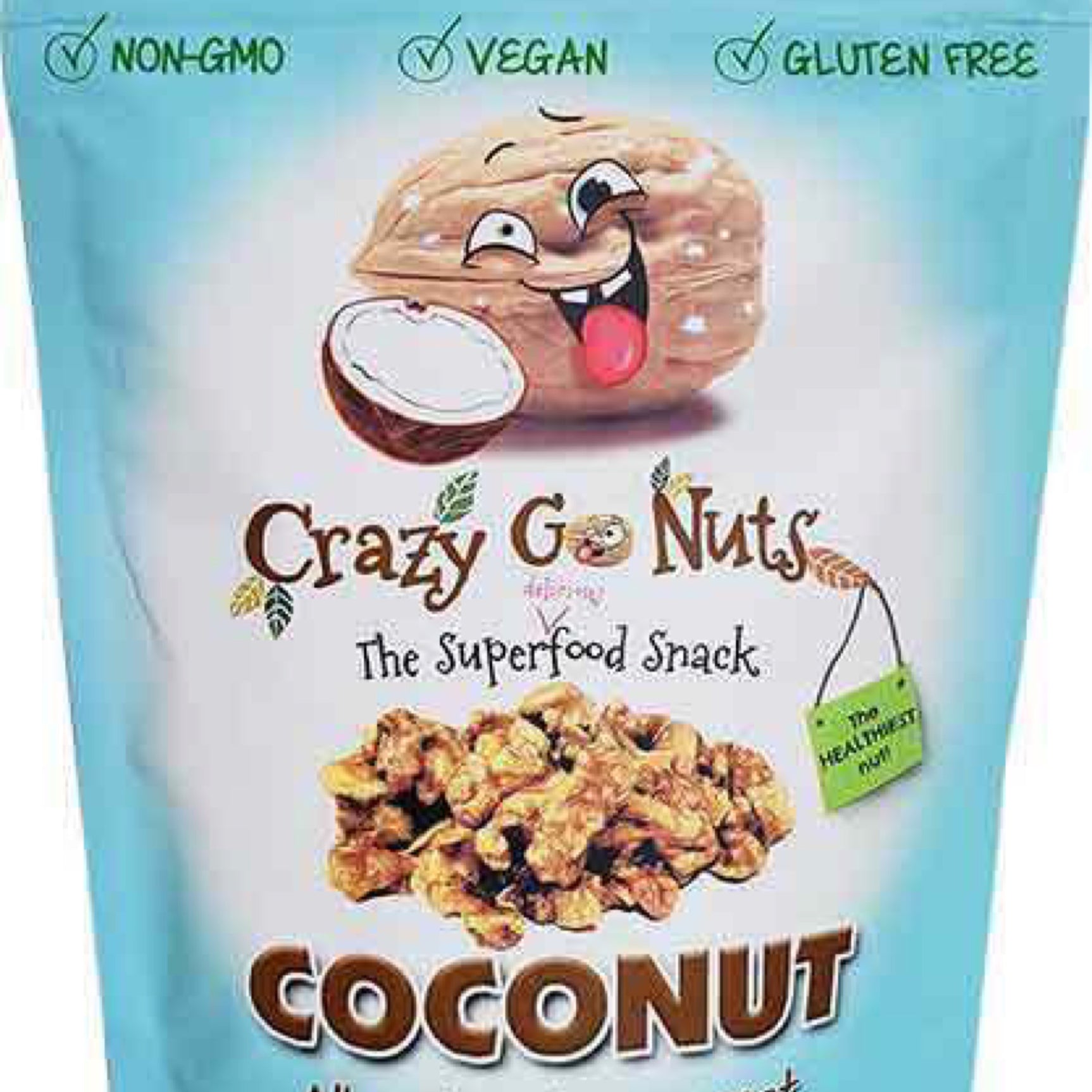 Crazy Go Nuts Walnuts - Coconut, 1.25 oz (12-Pack) - Healthy Snacks