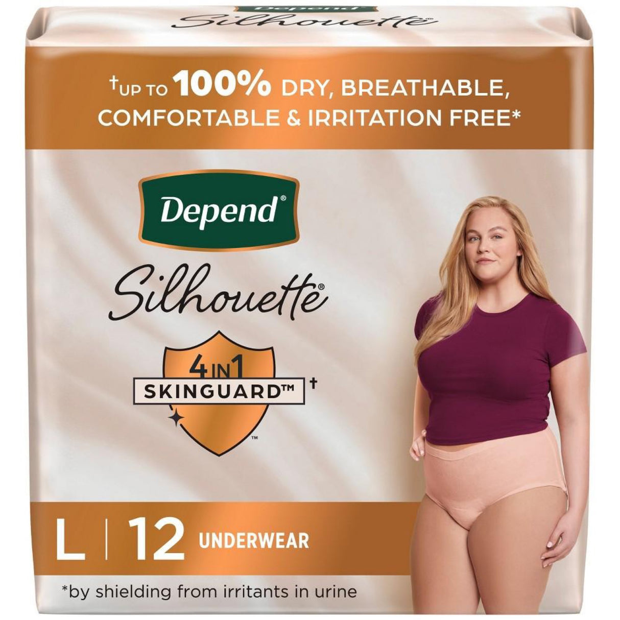 Depend Silhouette Underwear for Women - Maximum Absorbency - L - Pink